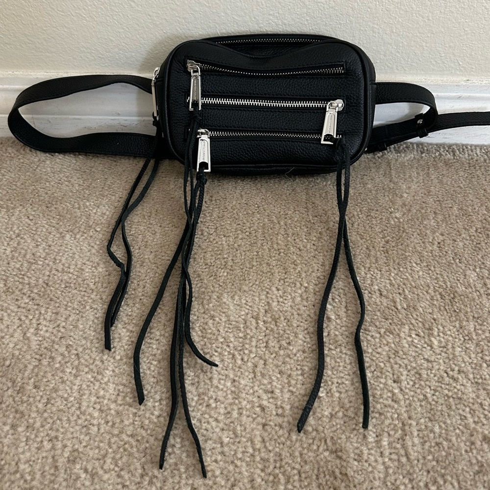 Rebecca Minkoff Black Belt Bag Fanny Pack with Silver Hardware